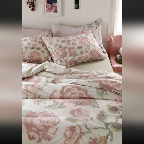 New NWT Rose Breezy Cotton Percale Duvet Cover queen/full size 86x86 - Picture 5 of 7